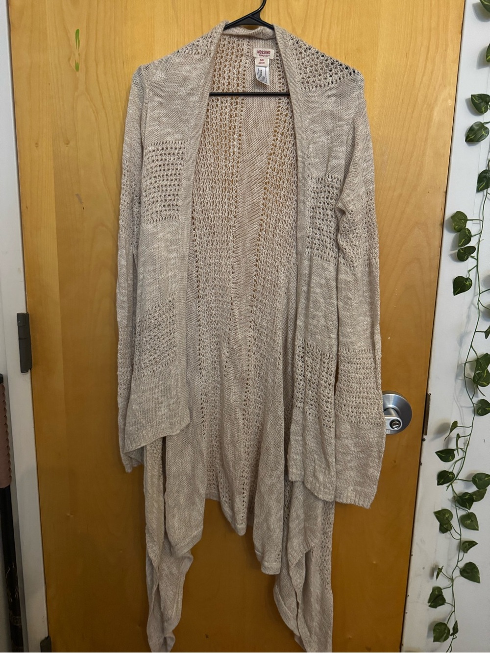 Mossimo Supply Co. Oatmeal open knit waterfall duster Cardigan XXL